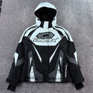 Castle-X Racing Jacket Women's M Black White Gray Hooded Snowmobile Moto 3-in-1